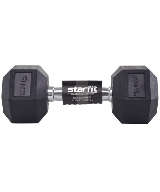 Гантель гексагональная STARFIT DB-301 9 кг, обрезиненная, черный (1484596) Гантель гексагональная STARFIT DB-301 9 кг, обрезиненная, черный (1484596)