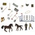 Набор фигурок животных серии "Мир лошадей": Конюшня игрушка, Фризская лошадь с жеребенком, фермер, наездница, инвентарь -  22 предмета (MM214-359)