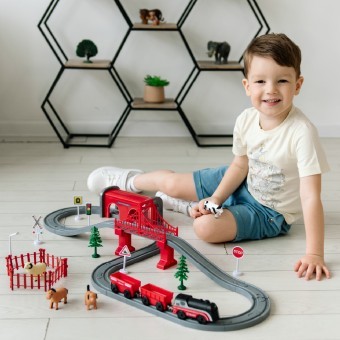 Железная дорога для детей "Мой город, 70 предметов", на батарейках (G211-022)
