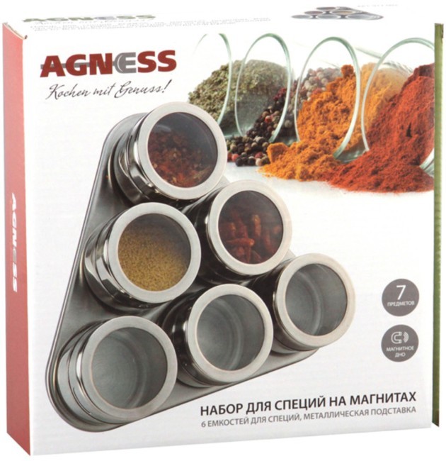 Набор для специй agness "монблан" 7 пр.на магнитах, в т.ч. метал.подставка 20*22*5 см Agness (912-002) Набор для специй agness "монблан" 7 пр.на магнитах, в т.ч. метал.подставка 20*22*5 см Agness (912-002)