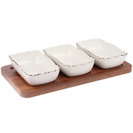 Менажница на подставке 3 блюда 4пр керамика LR (90035-328) Менажница на подставке 3 блюда 4пр керамика LR (90035-328)