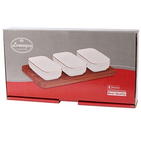 Менажница на подставке 3 блюда 4пр керамика LR (90035-328) Менажница на подставке 3 блюда 4пр керамика LR (90035-328)