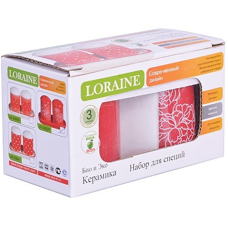 Набор д/специй 3пр 240г Красный Узор LR (D-25828) Набор д/специй 3пр 240г Красный Узор LR (D-25828)