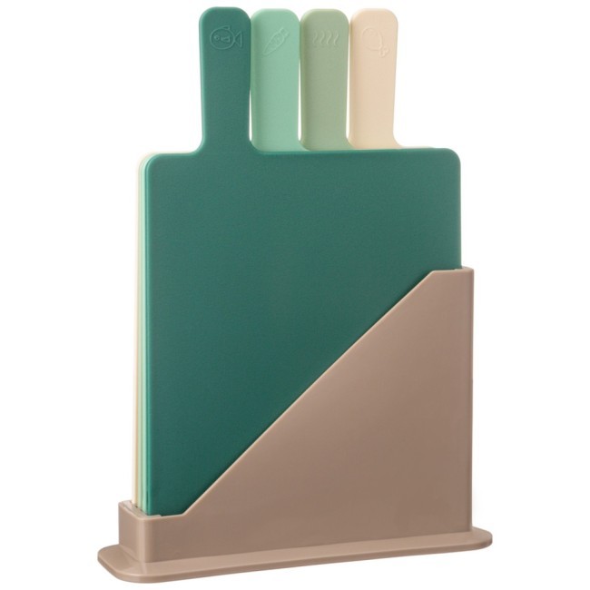 Набор разделочных досок из 4 шт+подставка 24*7.8*17cm цвет:зеленый Agness (671-506)