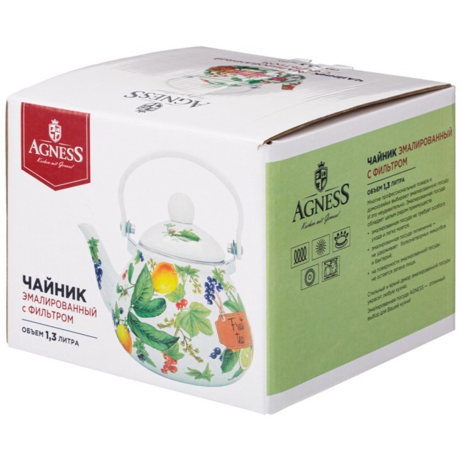 Чайник agness  эмалированный серия "фруктовая корзина", 1,3 л Agness (934-585)