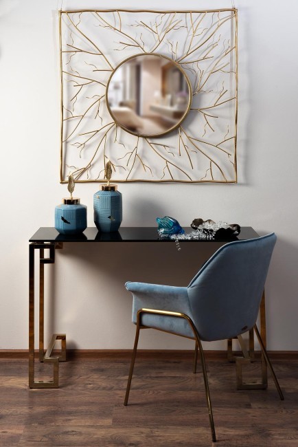 Консоль черное стекло/золото 120*40*78см (TT-00003984)