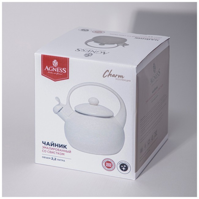 Чайник agness эмалированный со свистком серия "charm", 2,2л Agness (934-593)