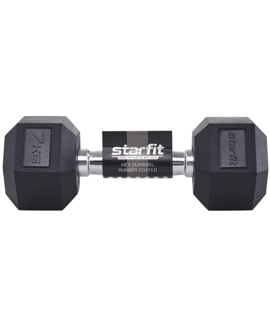 Гантель гексагональная Starfit DB-301 7 кг, обрезиненная, черный (1484594)