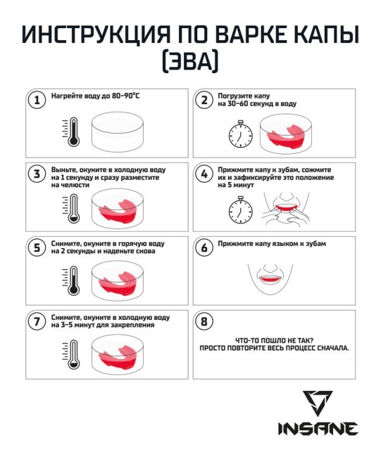 Капа 1-челюстная INSANE LYNX, ЭВА, белый/черный, детский (2101034)