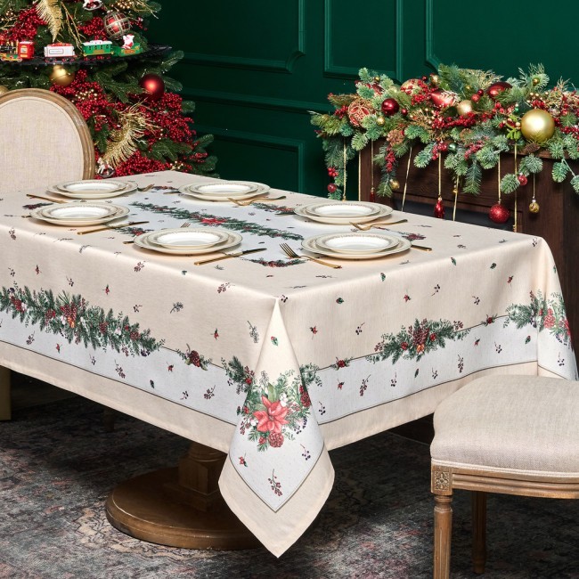 Скатерть  160х220 cm  прямоугольная, "celebration", цвет: бежевый, tm lefard, полиэстер 100% (кор=18 Lefard (986-001-20)