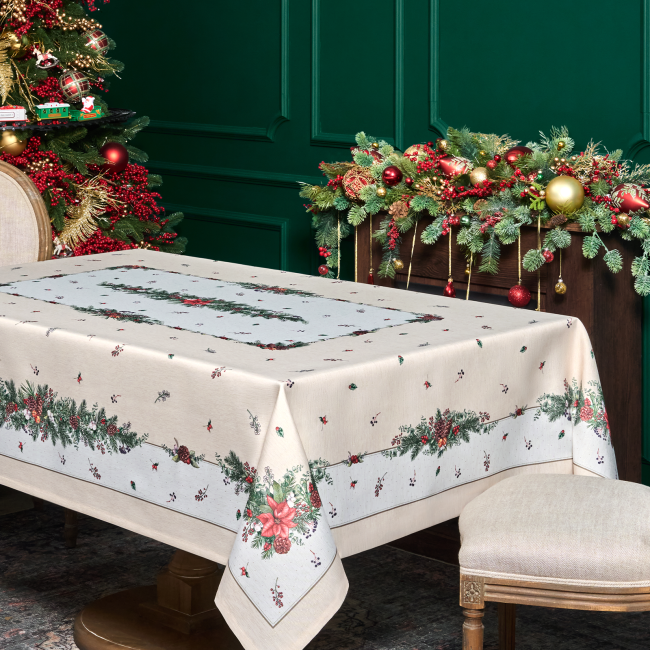 Скатерть  160х220 cm  прямоугольная, "celebration", цвет: бежевый, tm lefard, полиэстер 100% (кор=18 Lefard (986-001-20)