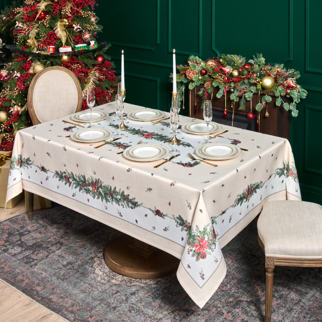 Скатерть  160х220 cm  прямоугольная, "celebration", цвет: бежевый, tm lefard, полиэстер 100% (кор=18 Lefard (986-001-20)