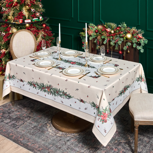 Скатерть  160х220 cm  прямоугольная, "celebration", цвет: бежевый, tm lefard, полиэстер 100% (кор=18 Lefard (986-001-20)