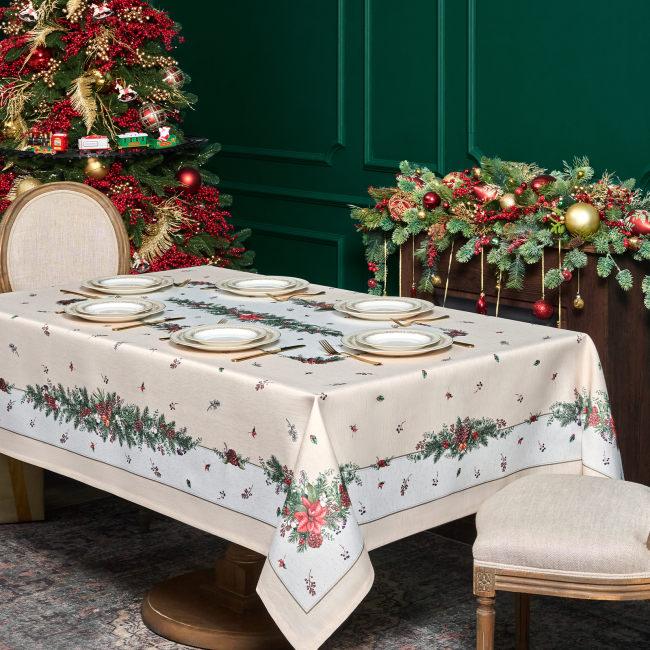 Скатерть  160х220 cm  прямоугольная, "celebration", цвет: бежевый, tm lefard, полиэстер 100% (кор=18 Lefard (986-001-20)