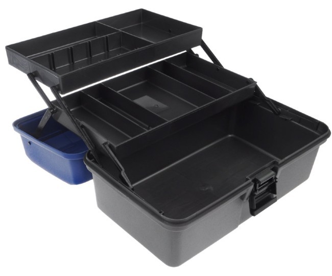 Ящик рыболова Helios двухполочный синий (18991)