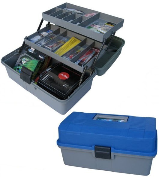 Ящик рыболова Helios двухполочный синий (18991)