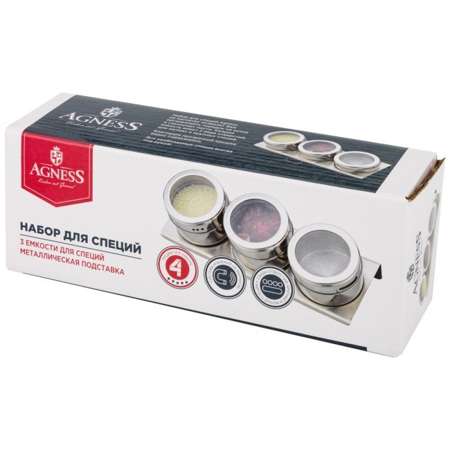 Набор для специй agness "монблан" 4 пр.на магнитах, в т.ч. метал.подставка 20*6*5 см Agness (912-005) Набор для специй agness "монблан" 4 пр.на магнитах, в т.ч. метал.подставка 20*6*5 см Agness (912-005)
