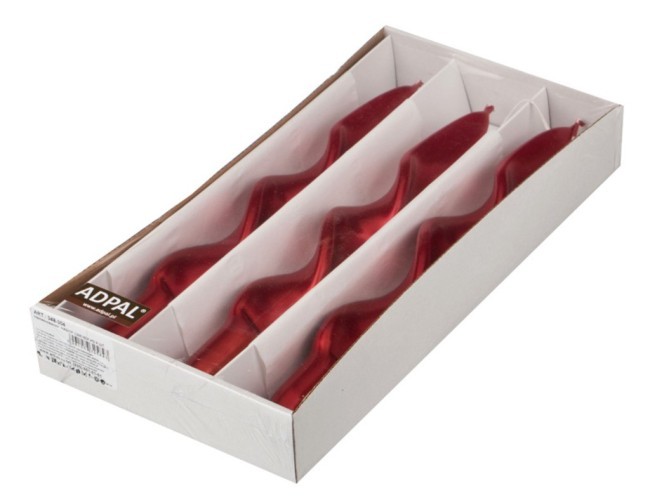 Набор свечей из 3 шт. красный металлик н=27 см. Adpal (348-304)