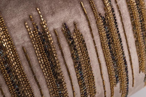 Подушка с бисером "Линии" беж. 30*50см (TT-00002471)