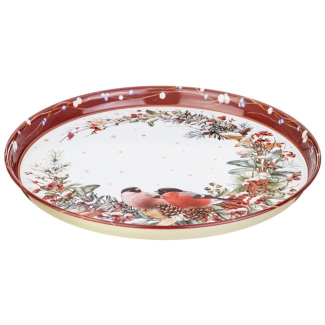 Поднос сервировочный agness коллекция "снегири" красный 33*2,1 см Agness (898-237)