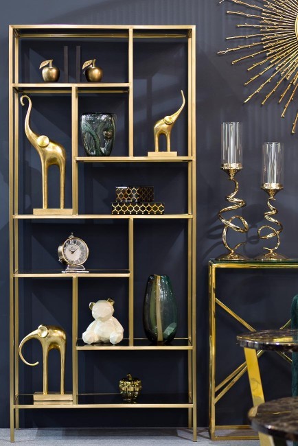 Стеллаж  золотистый/черный 80*35*180 см - TT-00001198