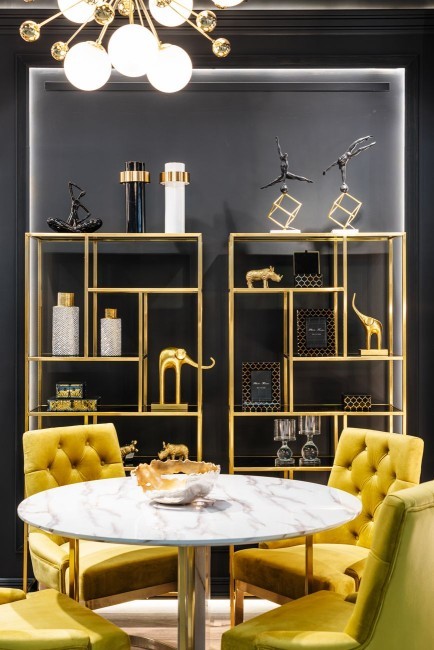 Стеллаж  золотистый/черный 80*35*180 см - TT-00001198