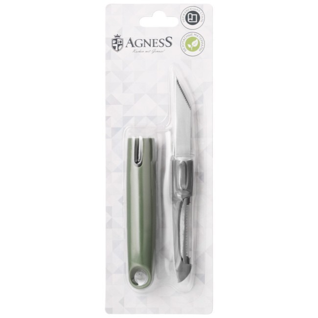 Овощечистка , цвет:зеленый мал.уп.=24шт Agness (671-503)