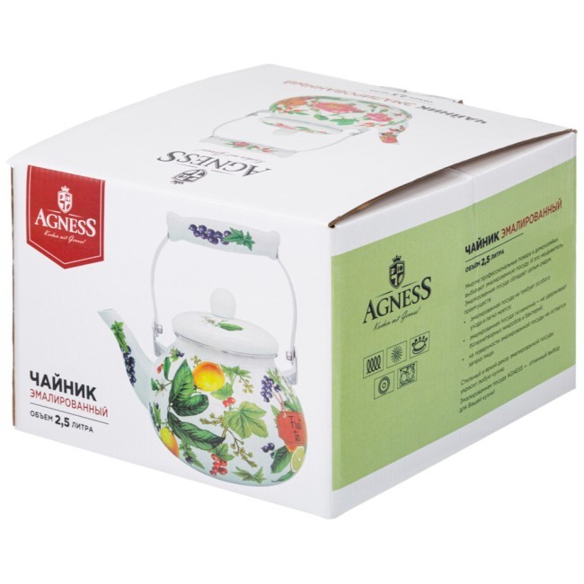 Чайник agness эмалированный серия "фруктовая корзина", 2,5 л Agness (934-586) Чайник agness эмалированный серия "фруктовая корзина", 2,5 л Agness (934-586)