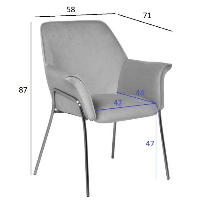 Кресло велюр светло-серый 71*58*87см (TT-00004159) Кресло велюр светло-серый 71*58*87см (TT-00004159)