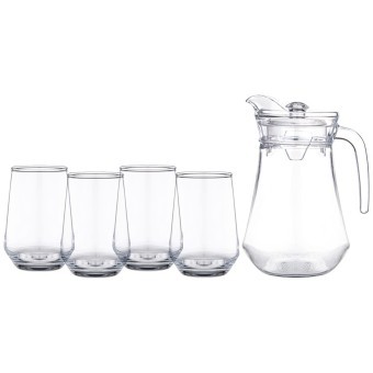 Набор для сока/воды 5 пр.: кувшин 1,5 л + 4 стакана 390 мл Lefard (172-175)