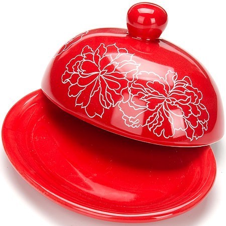 Маслёнка с крышкой 2 пр Красный Узор LR (25830) Маслёнка с крышкой 2 пр Красный Узор LR (25830)