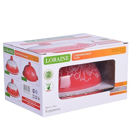 Маслёнка с крышкой 2 пр Красный Узор LR (25830) Маслёнка с крышкой 2 пр Красный Узор LR (25830)