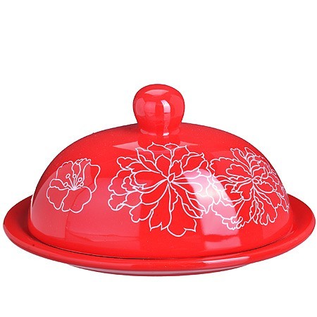 Маслёнка с крышкой 2 пр Красный Узор LR (25830) Маслёнка с крышкой 2 пр Красный Узор LR (25830)