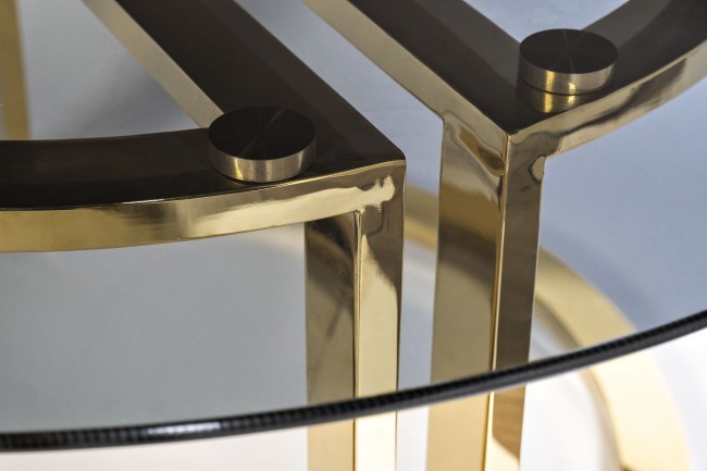 Стол журнальный GardaDecor темн.стекло/зол d100*45 (TT-00005414)