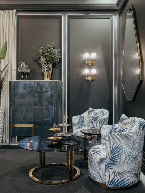 Стол журнальный GardaDecor темн.стекло/зол d100*45 (TT-00005414)