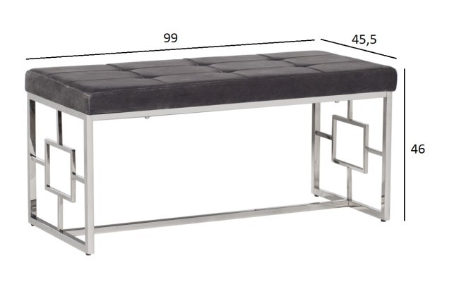 Банкетка серый велюр/хром 99*45,5*46см (TT-00001335) Банкетка серый велюр/хром 99*45,5*46см (TT-00001335)