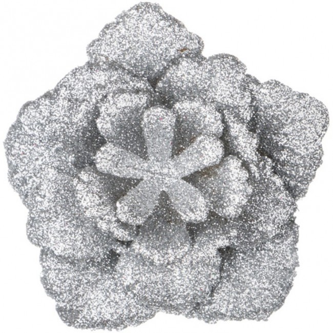 Изделие декоративное "роза" на клипсе. серебро диаметр=8 см. Lefard (241-2495)