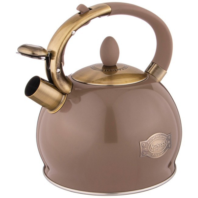 Чайник agness со свистком, 3л c индукцион. капсульным дном цвет: шоколад Agness (937-842) Чайник agness со свистком, 3л c индукцион. капсульным дном цвет: шоколад Agness (937-842)