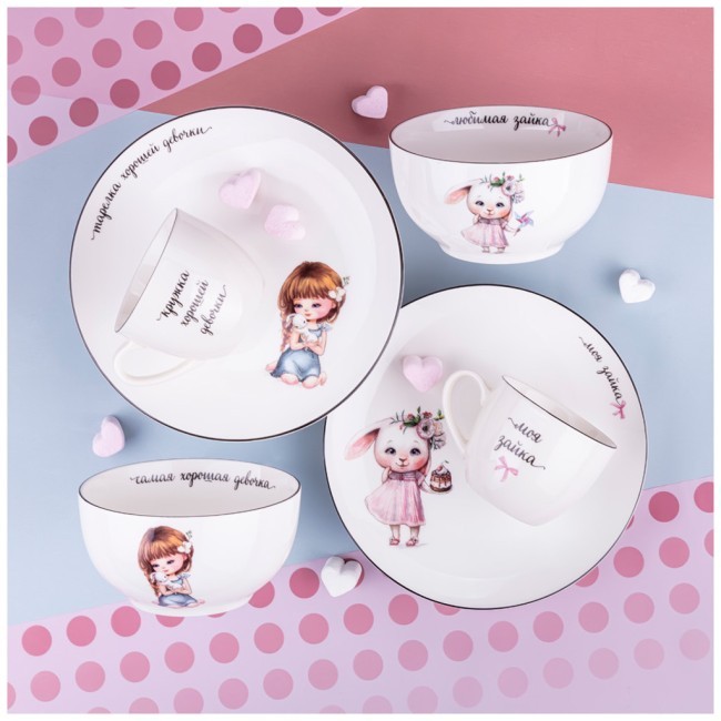 Набор посуды lefard хорошая девочка, 3 пр.: салатник 470мл, тарелка 20см, кружка 220мл Lefard (260-681) Набор посуды lefard хорошая девочка, 3 пр.: салатник 470мл, тарелка 20см, кружка 220мл Lefard (260-681)