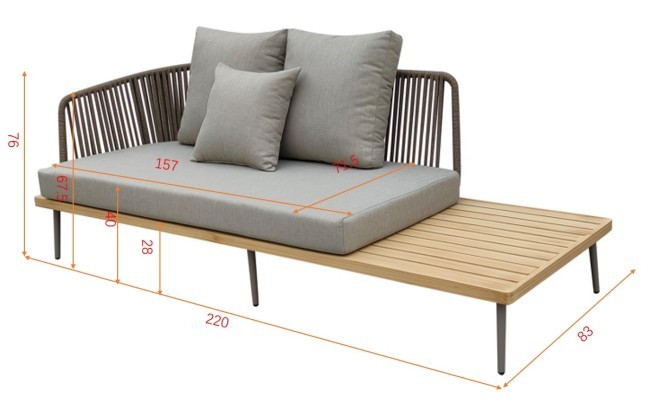 Диван трехместный левосторонний "BAYLEY" уличный серый 220*84*75см (TT-00012375) Диван трехместный левосторонний "BAYLEY" уличный серый 220*84*75см (TT-00012375)