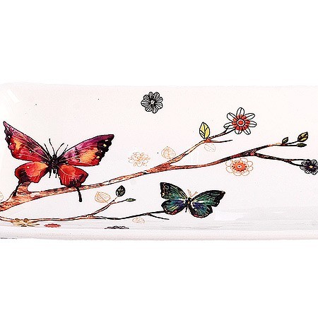 Блюдо сервировочное 28х10,6х3см Бабочки в саду доломит LR (60135)