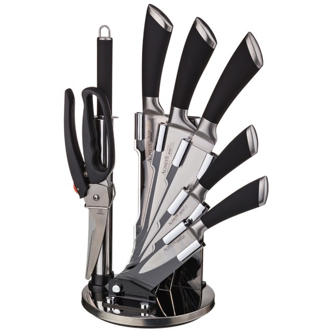 Набор ножей agness нжс на пластиковой вращающейся подставке 8 пр. Agness (911-500) Набор ножей agness нжс на пластиковой вращающейся подставке 8 пр. Agness (911-500)