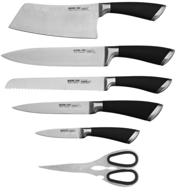 Набор ножей agness нжс на пластиковой вращающейся подставке 8 пр. Agness (911-500) Набор ножей agness нжс на пластиковой вращающейся подставке 8 пр. Agness (911-500)
