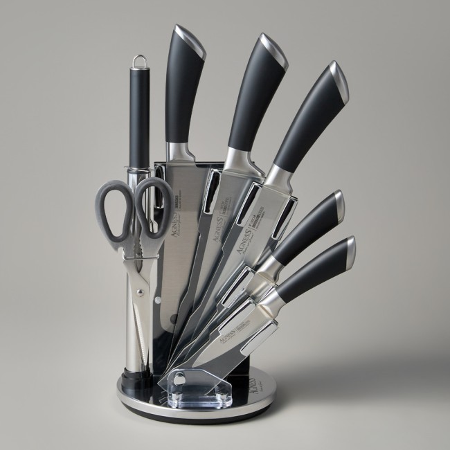 Набор ножей agness нжс на пластиковой вращающейся подставке 8 пр. Agness (911-500) Набор ножей agness нжс на пластиковой вращающейся подставке 8 пр. Agness (911-500)