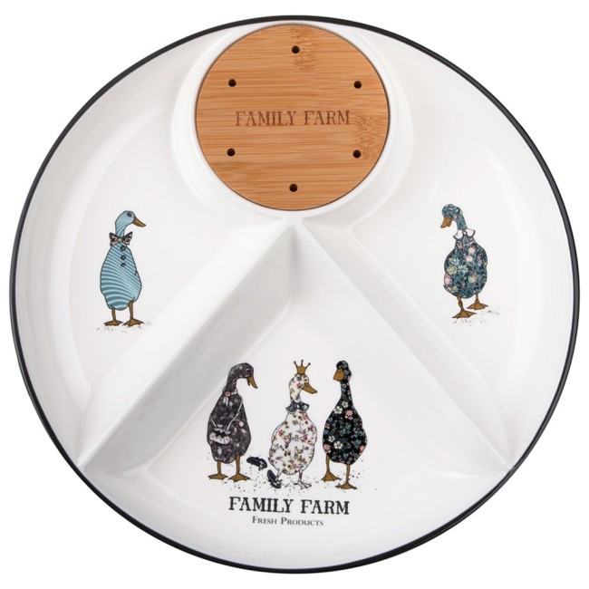 Менажница lefard "family farm" 4 секции с дерев.подставкой для шпажек 28*4 см LEFARD (263-1417)