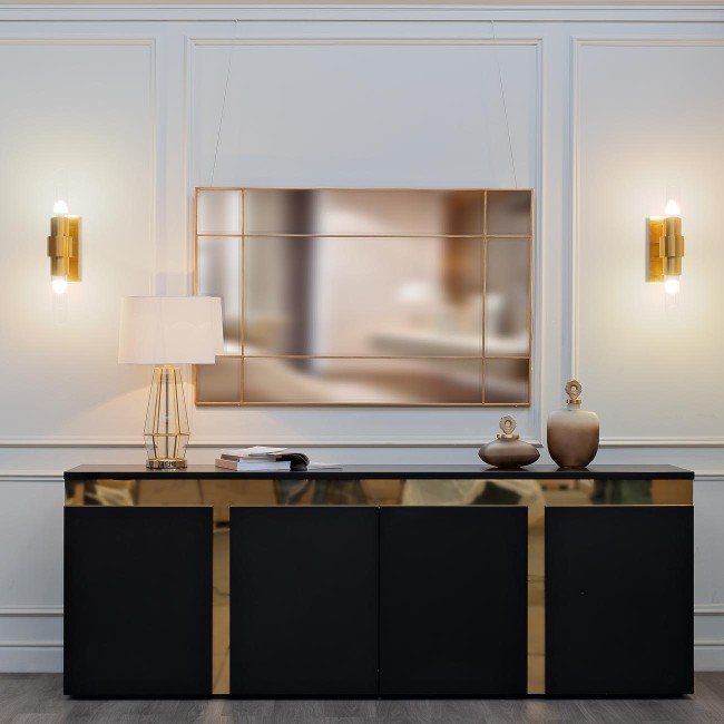 Зеркало в металлич. раме цвет золото 90*140см (TT-00003620)