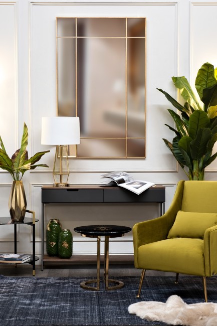 Зеркало в металлич. раме цвет золото 90*140см (TT-00003620)