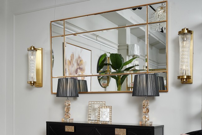 Зеркало в металлич. раме цвет золото 90*140см (TT-00003620)