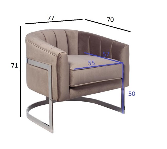 Кресло велюр серый 77*70*71см (TT-00001038)