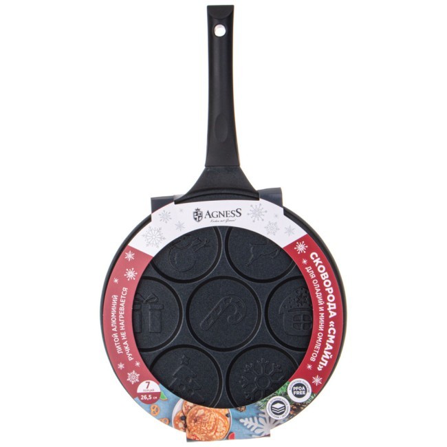 Сковорода agness "зимняя забава" для оладий с антипригар.покрытием диаметр=26.5 см. Agness (932-025)